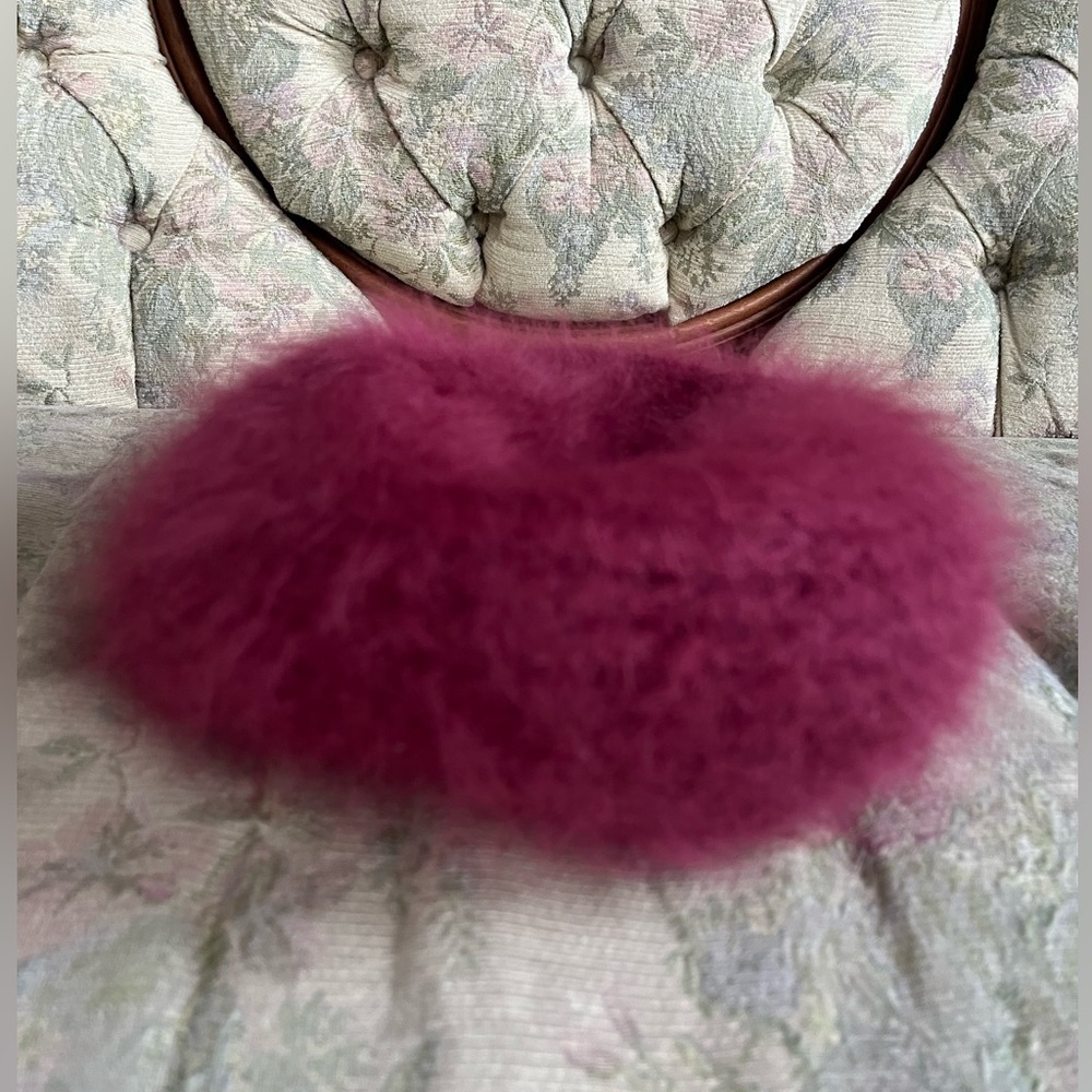 🇨🇦 80s Vintage Maroon Burgundy Angora Wool Fuzzy Beret Hat Handmade in Canada - Picture 4 of 7